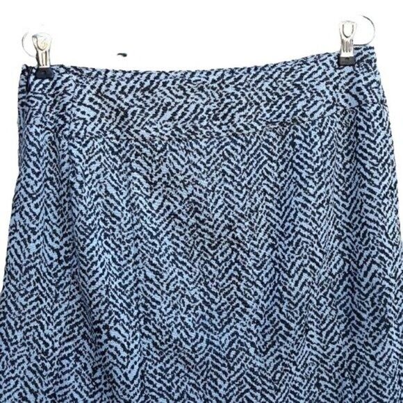 Vtg 90's Carole Little Skirt Academia Knit Godet Herringbone Panel Midi Black 12 - Picture 7 of 8